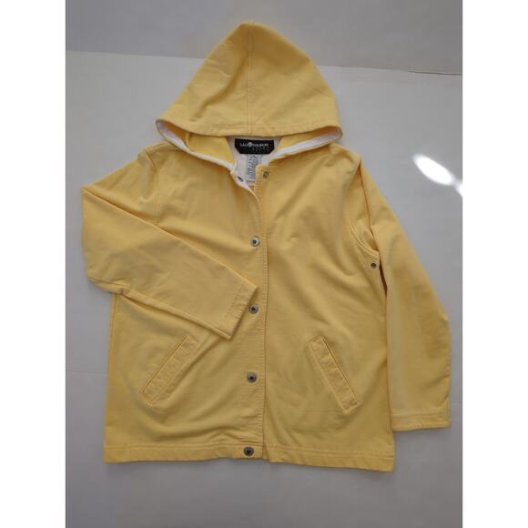 SAG HARBOR SPORT Sunny Yellow Hooded Button Up Jacket Women's Size Petite S - Picture 3 of 6